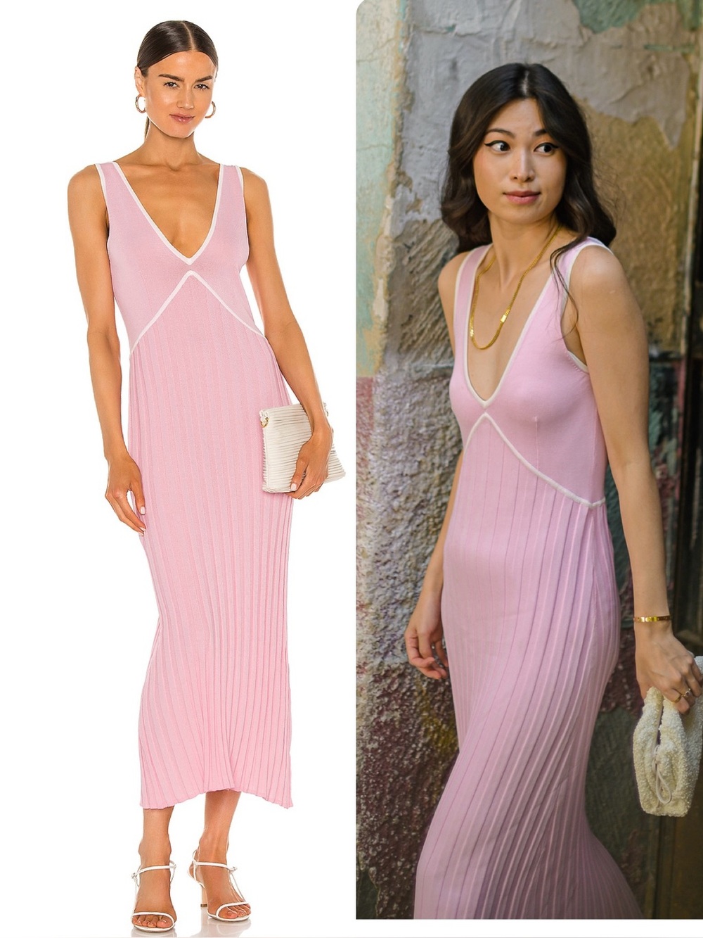Solid & Striped Aubrey Sleeveless Knit Midi Vacation Dress Cloud Pink sz M